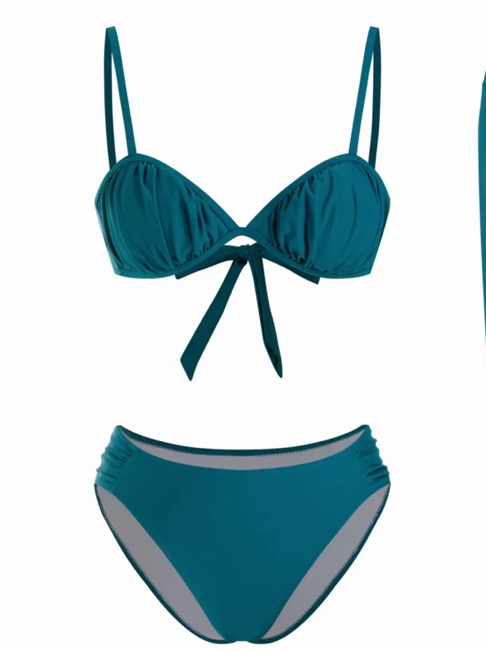 Cider Teal Two-Piece Bikini Set with Tie Front Top
